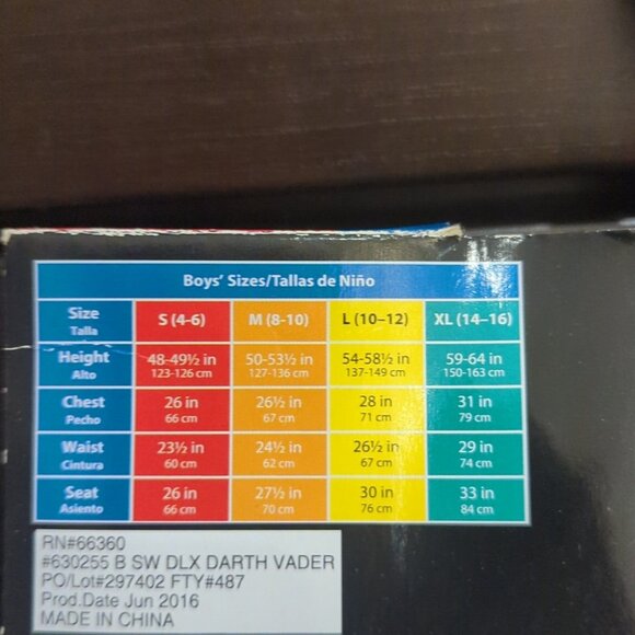 Disney Star Wars Darth Vader Costume with Light-Up Feature - Size S 4-6 NWT - Picture 6 of 10